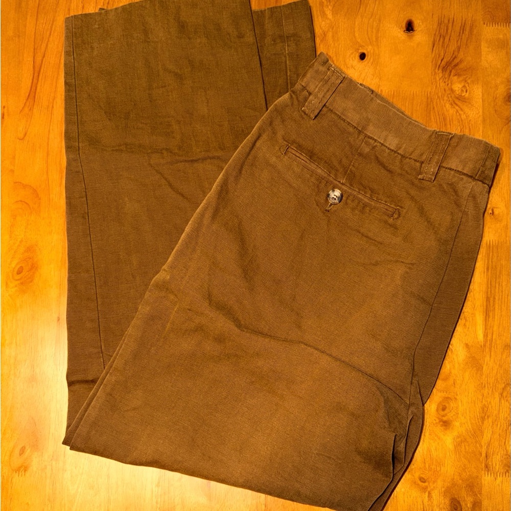 Hickey Freeman Brown Chinos with Rear Button Welt Pocket